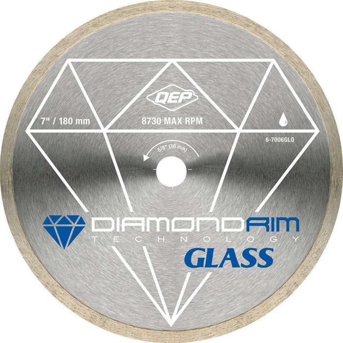 QEP 6-7006GLQ 7-Inch Continuous Rim Glass Tile Diamond Blade, 7mm Height