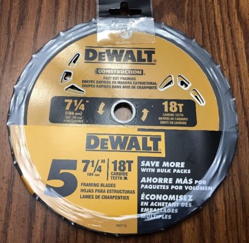 DeWalt Construction Fast Cut Framing Blades 18T 7.25” 5 Blades N037175 New