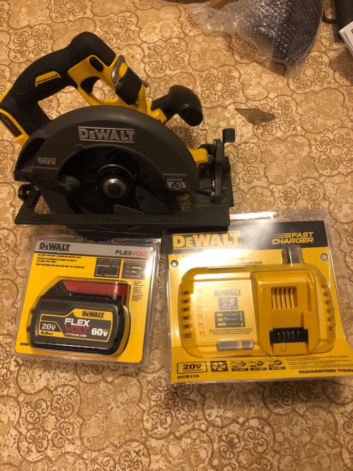 dewalt 60v saw handsaw kit with 6.0 60v battery and a fast cooling charger