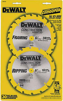 DEWALT ACCESSORIES Construction Cordless Saw Blade Combo Pack, 6.5-In., 16/24-Te