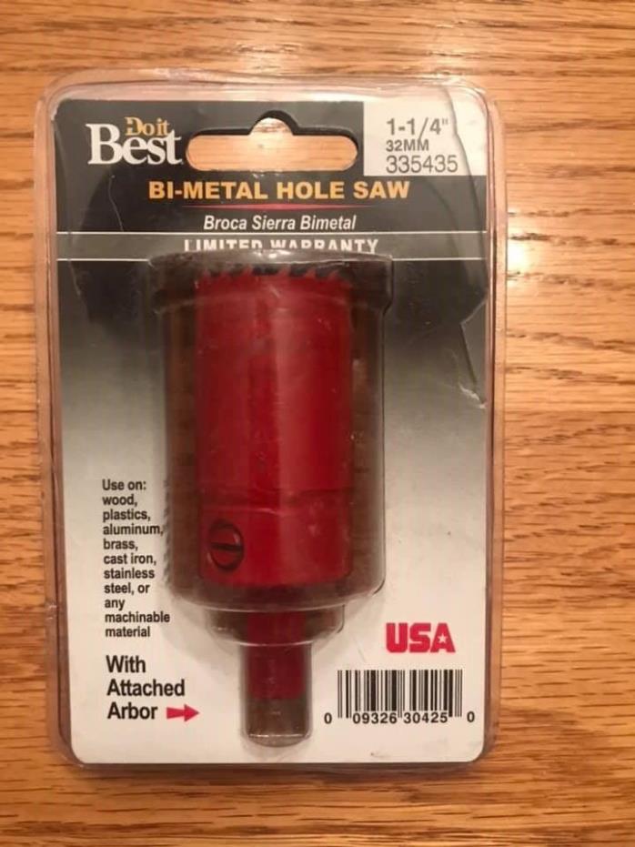 Do It Best 335435 BI-METAL HOLE SAW WITH ATTACHED ARBOR - 1-1/4 * FREE SHIPPING*