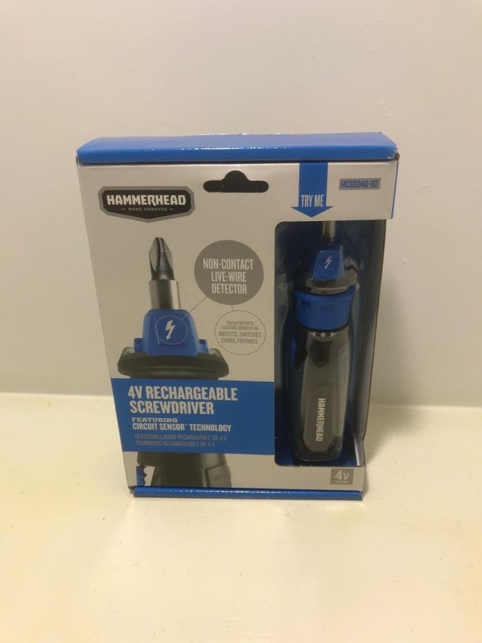 HAMMERHEAD 4V Lithium Rechargeable Screwdriver with Patented Circuit Sensor Tech