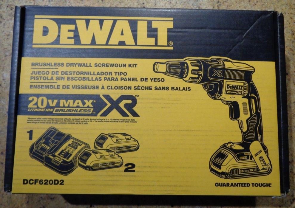 Dewalt 20V MAX Li-Ion XR Brushless Cordless Drywall Screwgun Kit DCF620D2