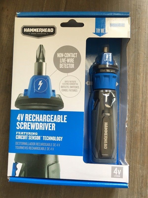 2x HAMMERHEAD 4V Lithium Rechargeable Screwdriver with Patented Circuit Sensor