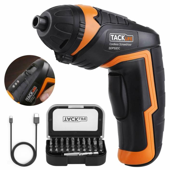 Tacklife SDP50DC Electric Rechargeable Screwdriver 3.6V, Cordless Screwdriver