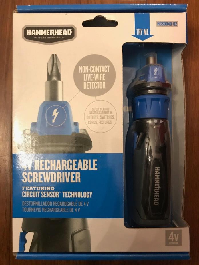 HAMMERHEAD 4V Lithium Rechargeable Screwdriver with Patented Circuit Sensor New!