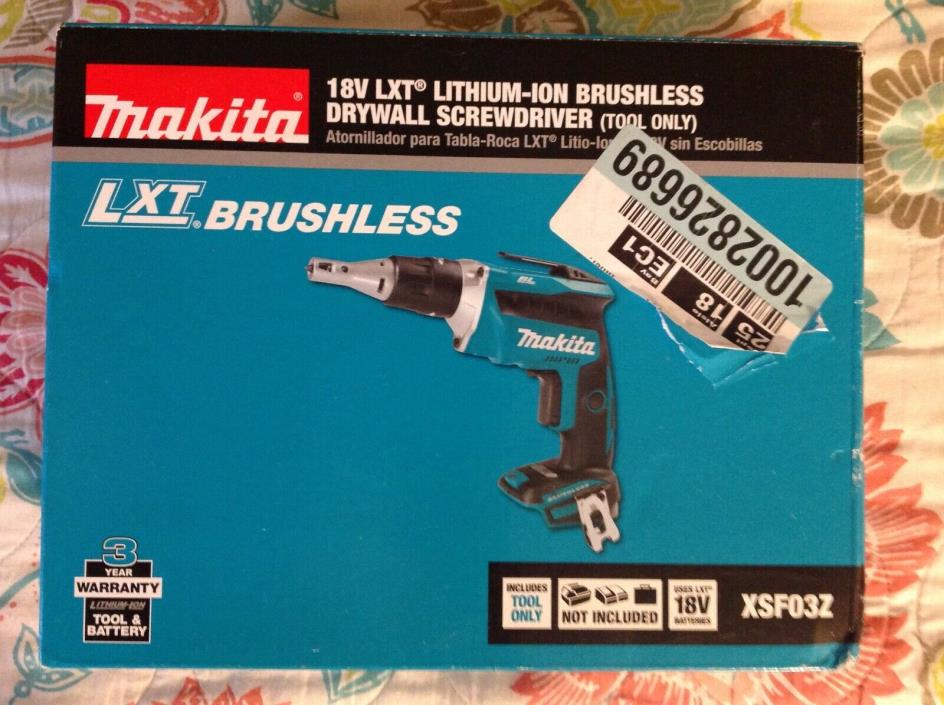 New Makita LXT Brushless 18V Cordless Drywall Screwdriver - Tool Only, XSF03Z