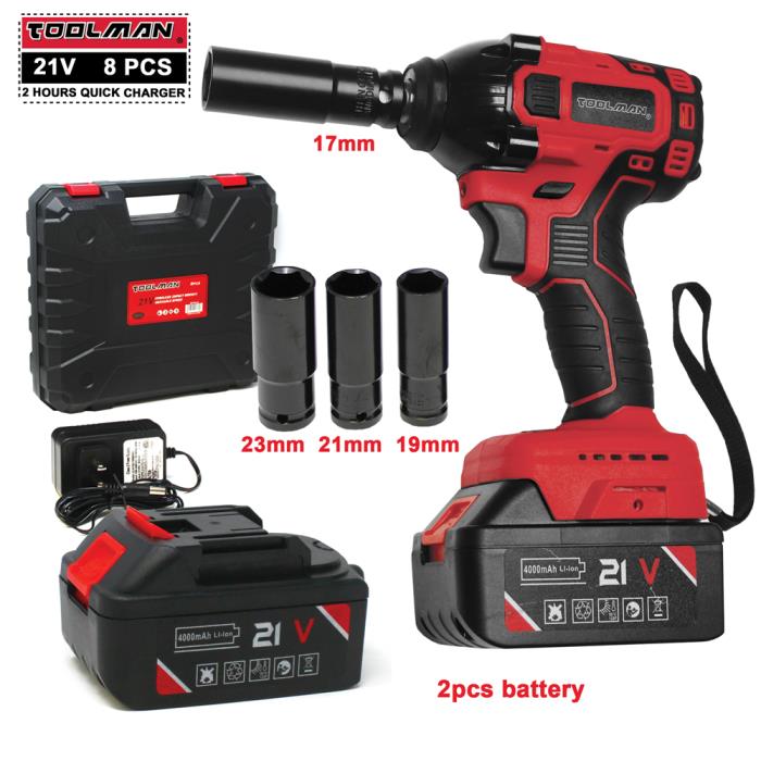 Toolman Impact Wrench kit 21V with Drill Set 8 pcs for Heavy Duty