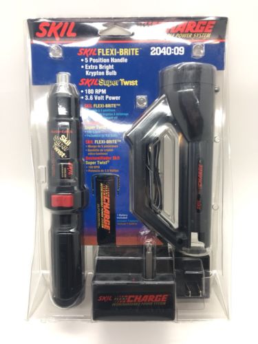 Skil Flashlight & Super Twist Screwdriver Interchangeable Charge System NEW