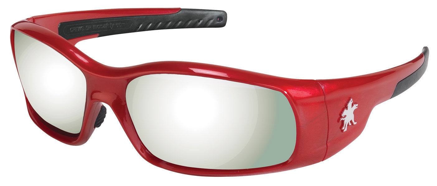 MCR Swagger Safety Glasses Red Frame, Silver Mirror Lens, Crews, SR137