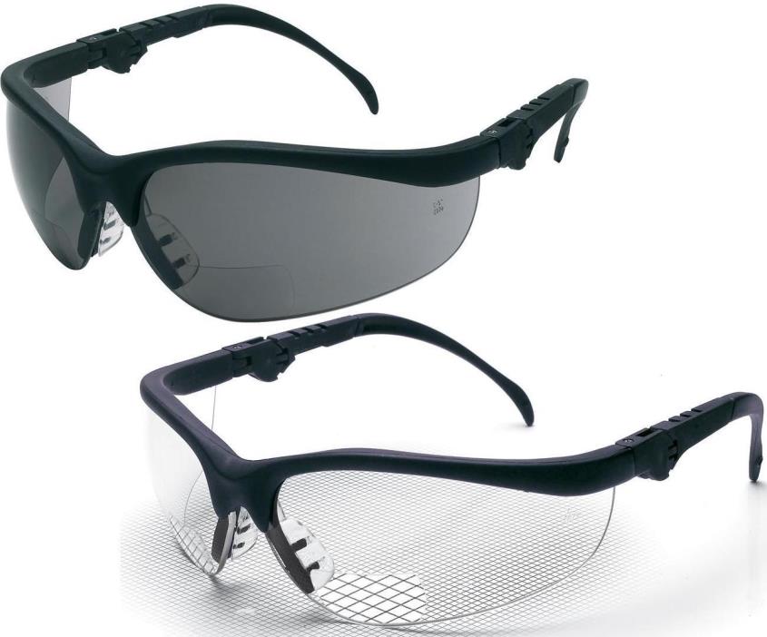 MCR Safety K3H Klondike Plus Magnifier Safety Glasses Clear/Smoke Gray bi-focal