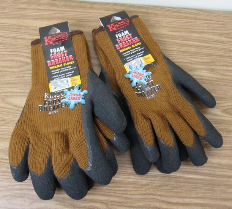 Kinco 1787 Lot of 2 Large Foam Frost Breaker Form Fitting Thermal Lined Gloves