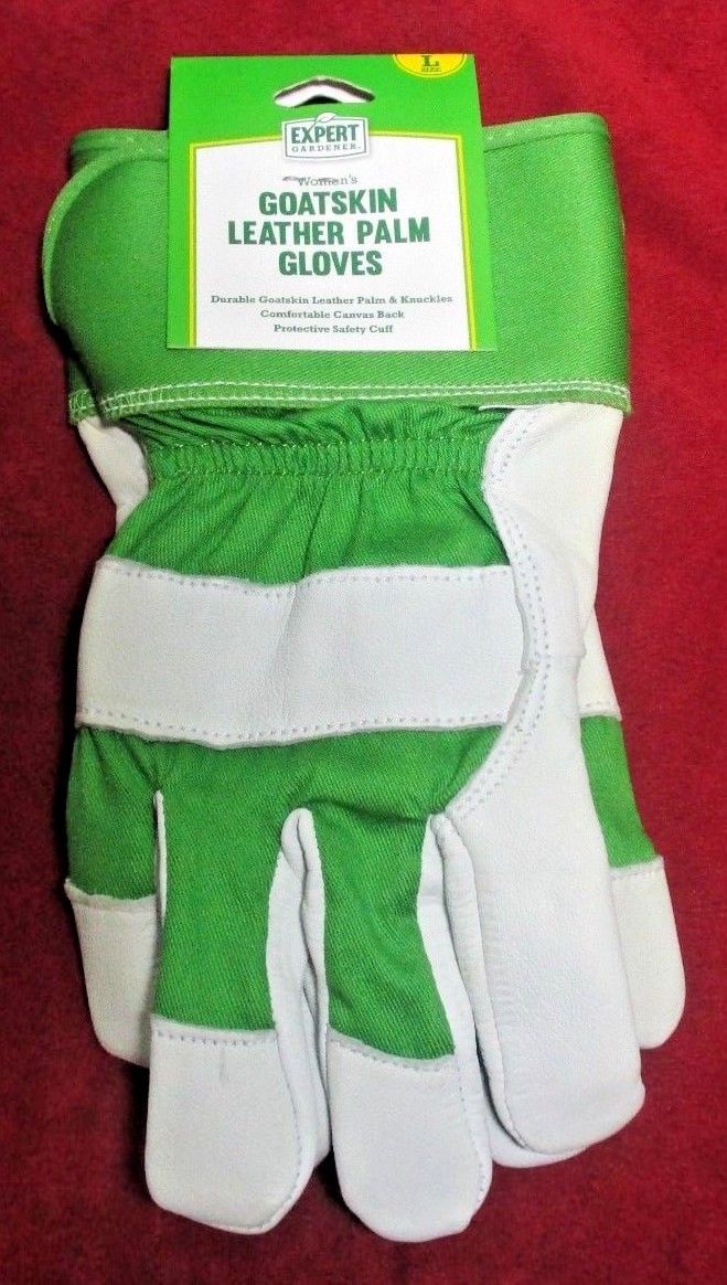 New EXPERT GARDENER Women's GOATSKIN LEATHER PALM GLOVES ~ Size LARGE