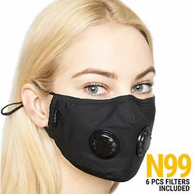 Anti Pollution Dust Mask With 2 Valves And 6 Filters N99 Protection Smoke Mask,