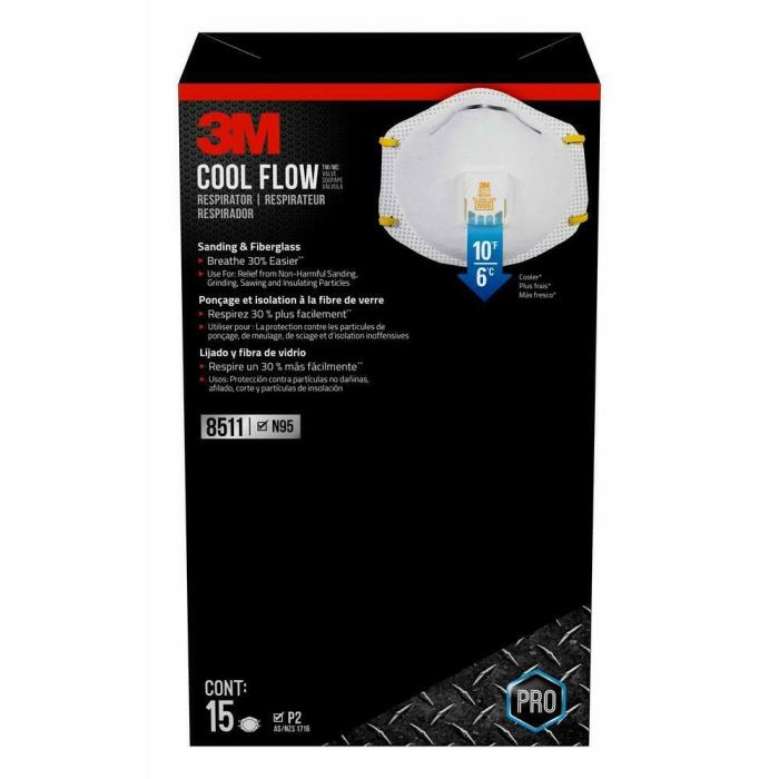 3M Sanding and Fiberglass Valved Respirator Mask w/ Cool Flow Valve (15-Pack)