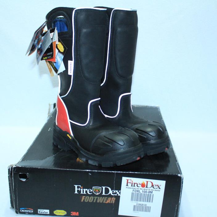 NEW IN BOX FIRE-DEX FDXL100-8M CROSSTECH LEATHER PULL-ON STRUCTURAL FIRE BOOTS