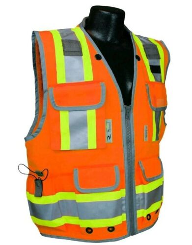 Radians Class 2 Heavy Duty Engineer Safety Vest with Pockets, Orange