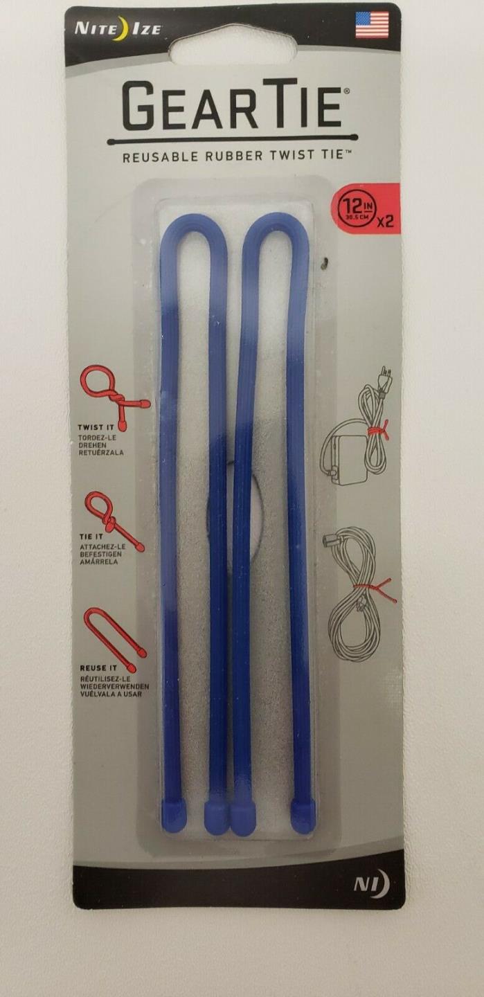 Nite Ize Gear Tie Reusable Rubber Twist Tie, 12-Inch, BLUE