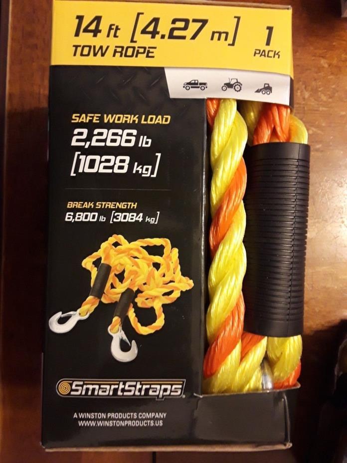 Smartstraps 14 ft tow rope safe work load 2,266 lb/break strength 6,800lb