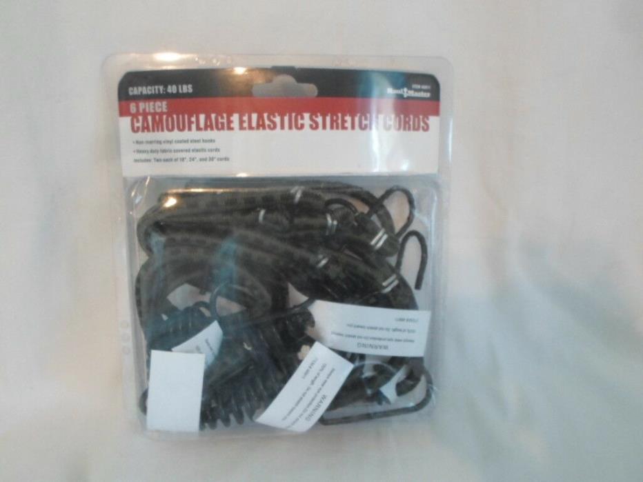 6 Pc Camouflage Elastic Stretch Cords (Bungies) Up to 40LBS