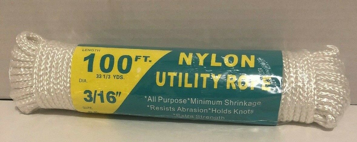 T.W . Evans Cordage 3/16-Inch NYLON UTILITY ROPE 100 FT. NEW