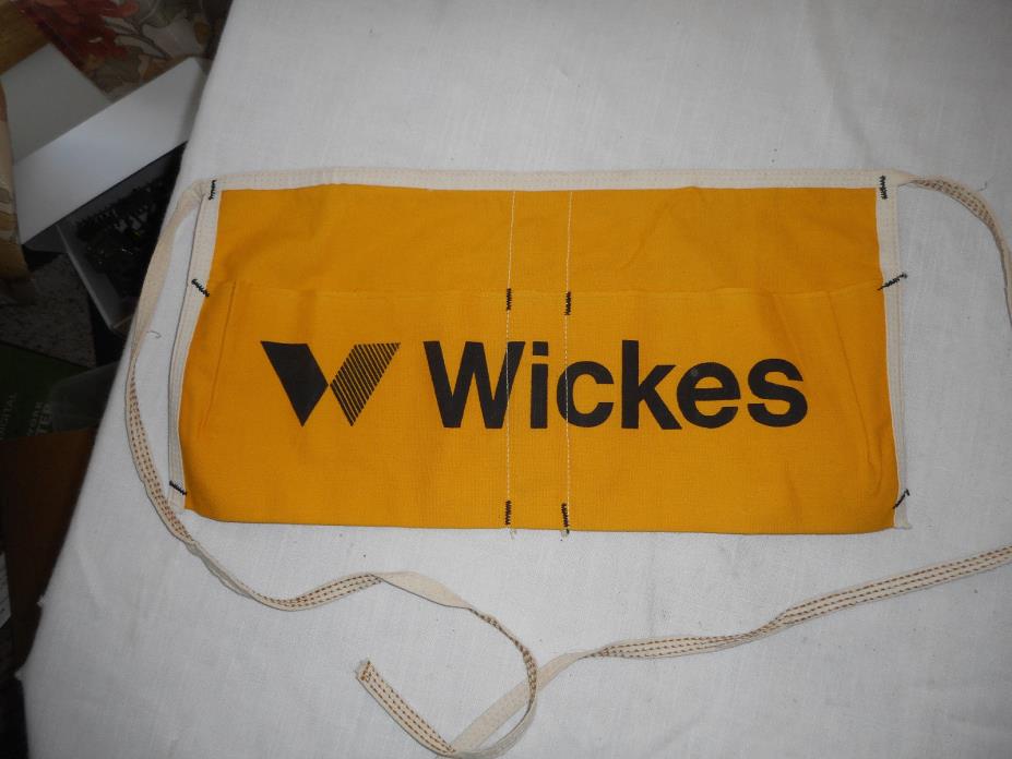 Vintage Wickes Lumber Canvas Nail Apron Divided Pockets New Old Stock Yellow
