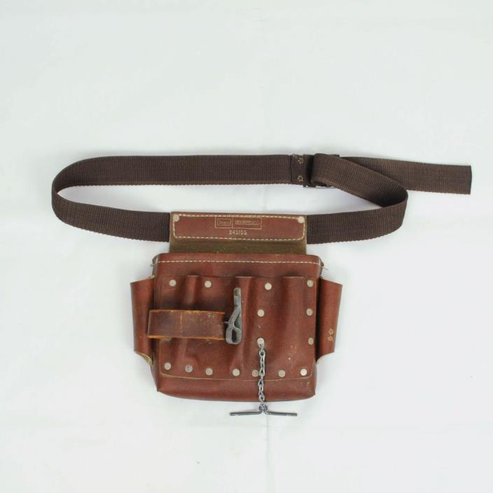 VTG Sears Craftsman Leather Tool Belt Brown Utility Carpenter Multi Pocket