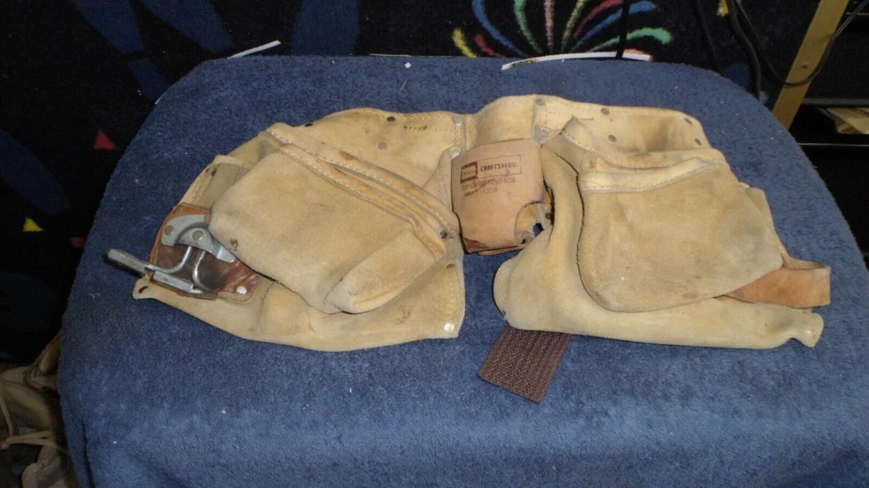 Vintage Sears Craftsman Leather Carpenter's Tool Belt No. 33751 Multiple Pockets