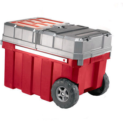 Keter Plastic Masterloader Rolling Tool Box Resin Organizer Retractable Handle