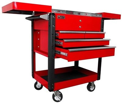 Homak Professional 35 in. 4-Drawer Slide Top Service Utility Cart in Red