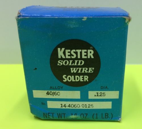 Vintage  KESTER Solid Wire SOLDER 40/60 1lB.
