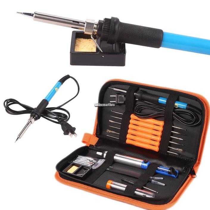 60W Adjustable Temperature Electric Soldering Iron Tool Kit Set With US ONMF 18