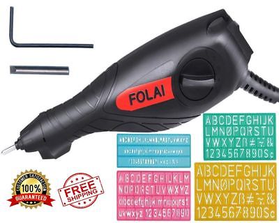 Black Electric Engraver With Tungsten Carbide Tip & Letter N Number Templates