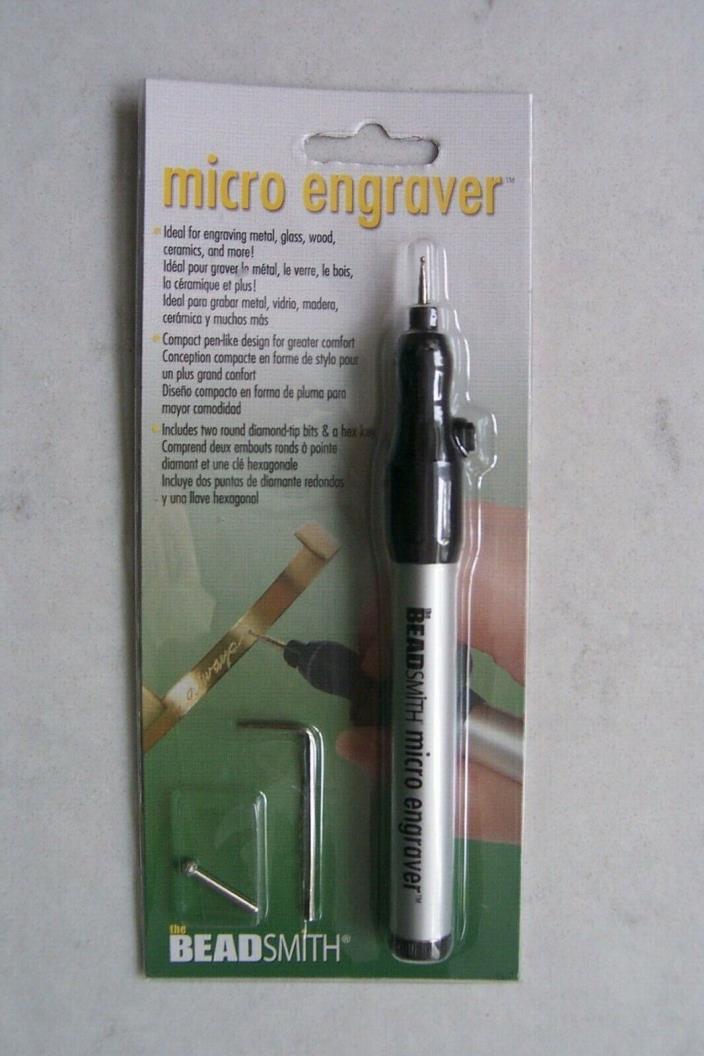 BeadSmith Micro Engraver for Metal, Glass, Wood, Ceramics More 2Tip Bits Hex Key