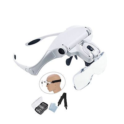Lighted Headset Magnifying Glasses with Lights Head Magnifier Loupe Headband ...