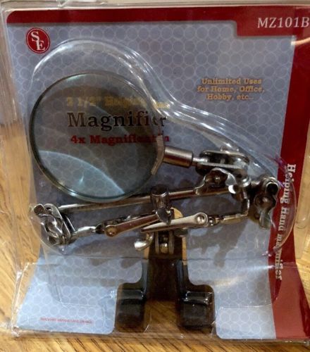 SE MZ101B Helping Hand with Magnifying Glass - 4X - 2 1/2” Magnifier - Brand New