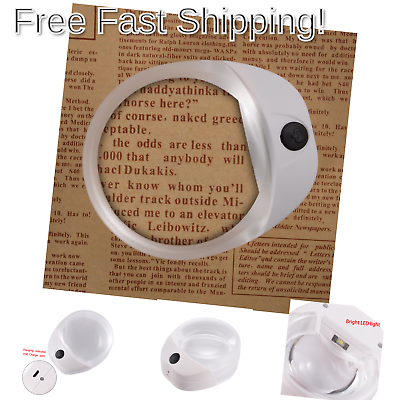 Rechargeable 10X Dome Magnifying Glass with LED Light for Reading - Large Vie...