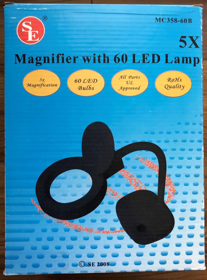 MC358-60B 5X Magnifier with 60 LED Lamp   Black  NEw