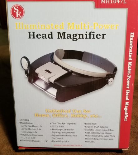 Jewelers Head Headband LED Magnifier Magnifying Glasses Light Visor Loupe NEW
