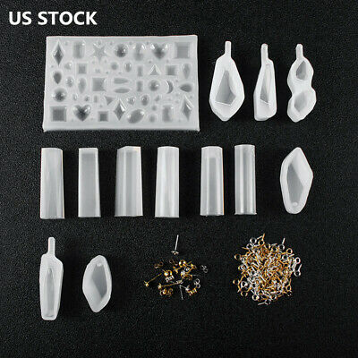 123pcs/Set DIY Silicone Resin Pendant Molds Jewelry Casting Molds Screw Eye Pins