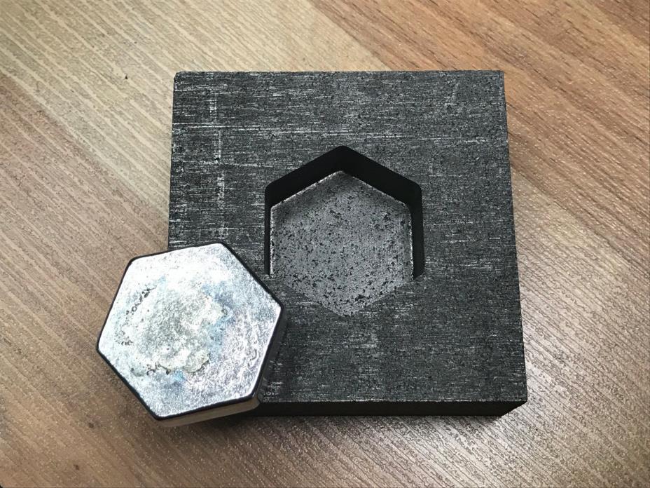 5oz HEX deep - Silver Graphite Ingot Mold - Loaf Bar - Casting Melting Refining