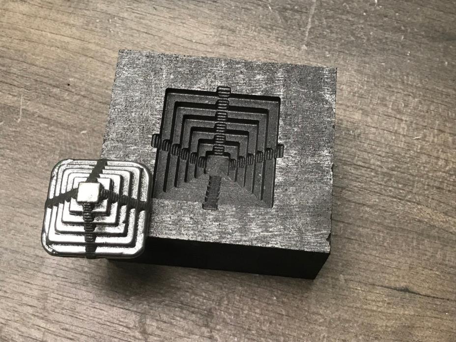 Aztec Pyramid Square Graphite mold for casting Silver Gold Glass Copper Pewter