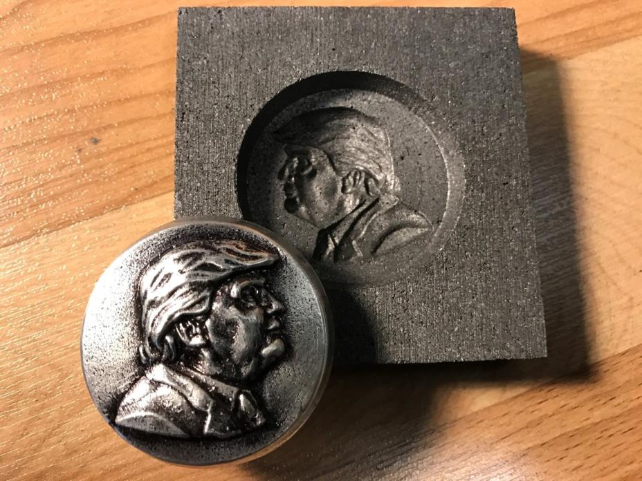 Donald Trump Graphite mold for Silver - Gold - Glass works Ingot casting Bronze