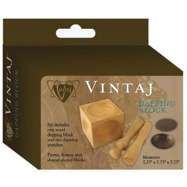 Wood Dapping Block With Punches Vintaj Brand 55128 Doming Shaping