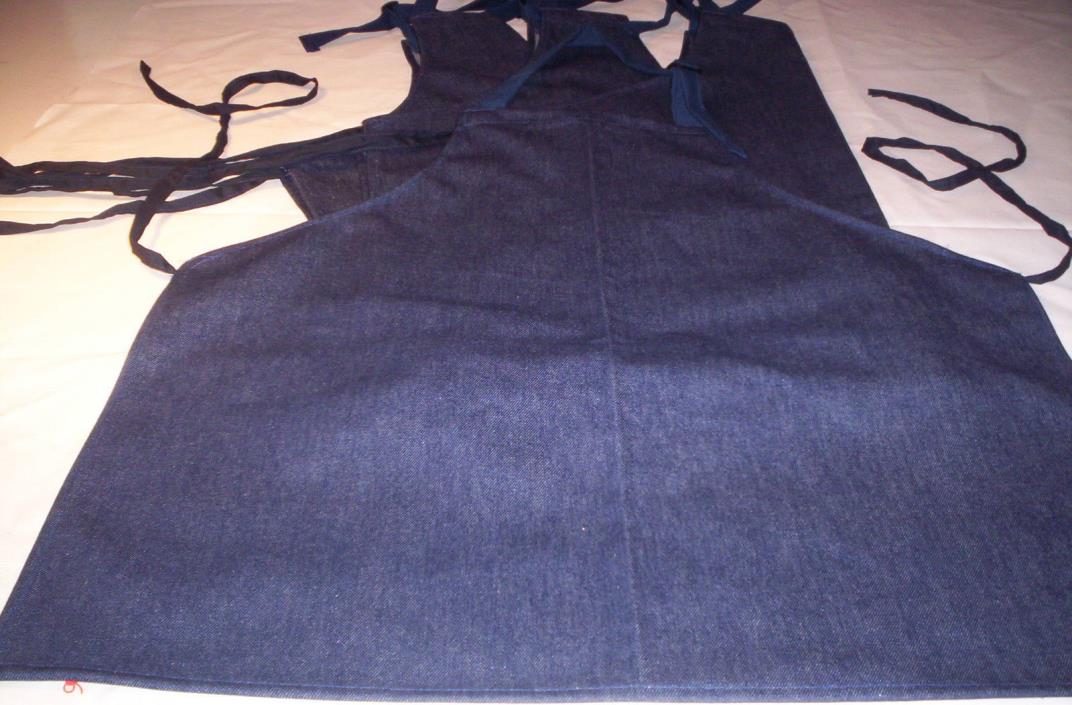 4 NEW heavy Blue Denim Bib Apron w/ adjustable neck