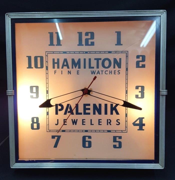 Vintage Hamilton Fine Watches Palenik Jewelers Square Electric Wall Clock