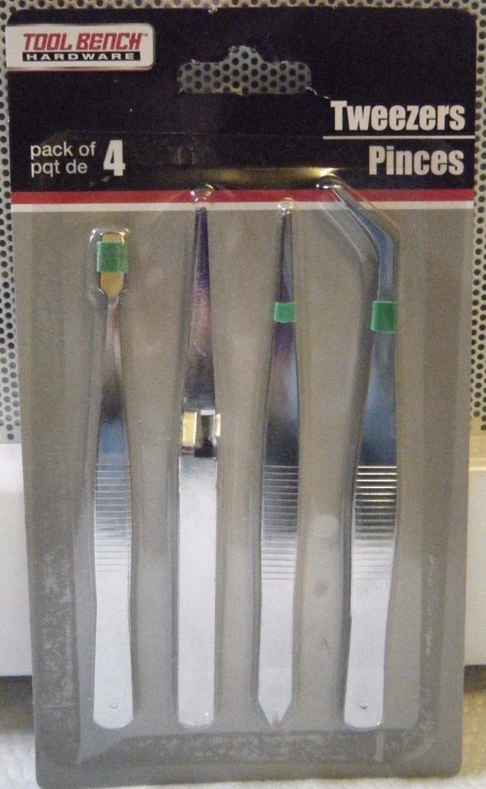 Tool Bench Hardware 1 Set Of 4 Tweezers Tools Jewelry Crafts Garage Beads Hobby