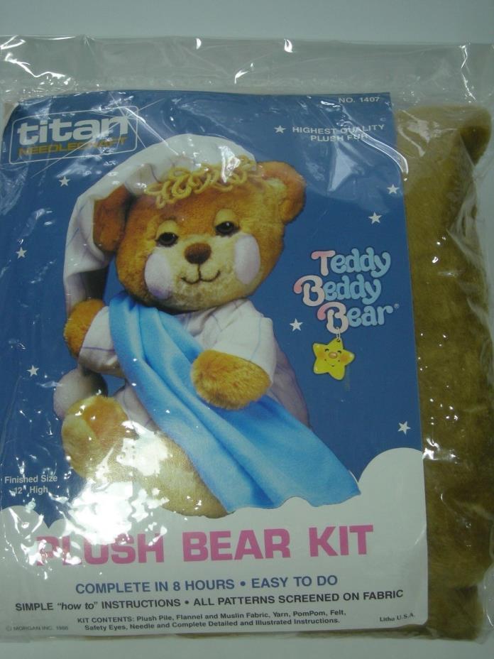 Titan Neddlecraft Teddy Beddy Bear plush kit # 1407 NOS vtg 1986 factory Sealed