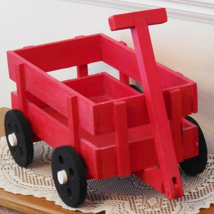 NEW LITTLE RED WOOD WAGON, NEW CONDITION