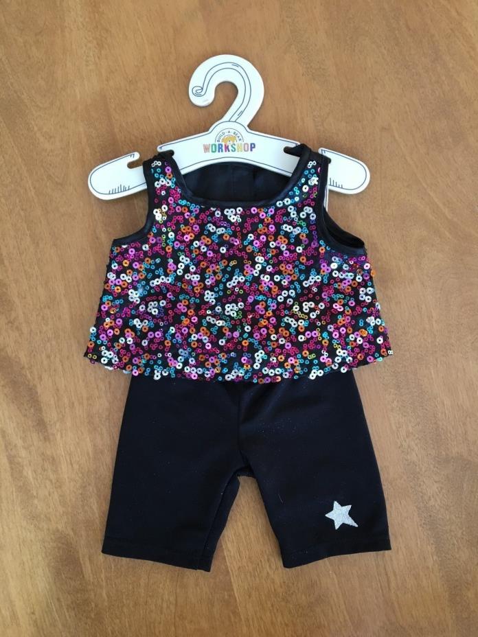 Build A Bear outfit Sequin Tank and Black Pants with Silver Star